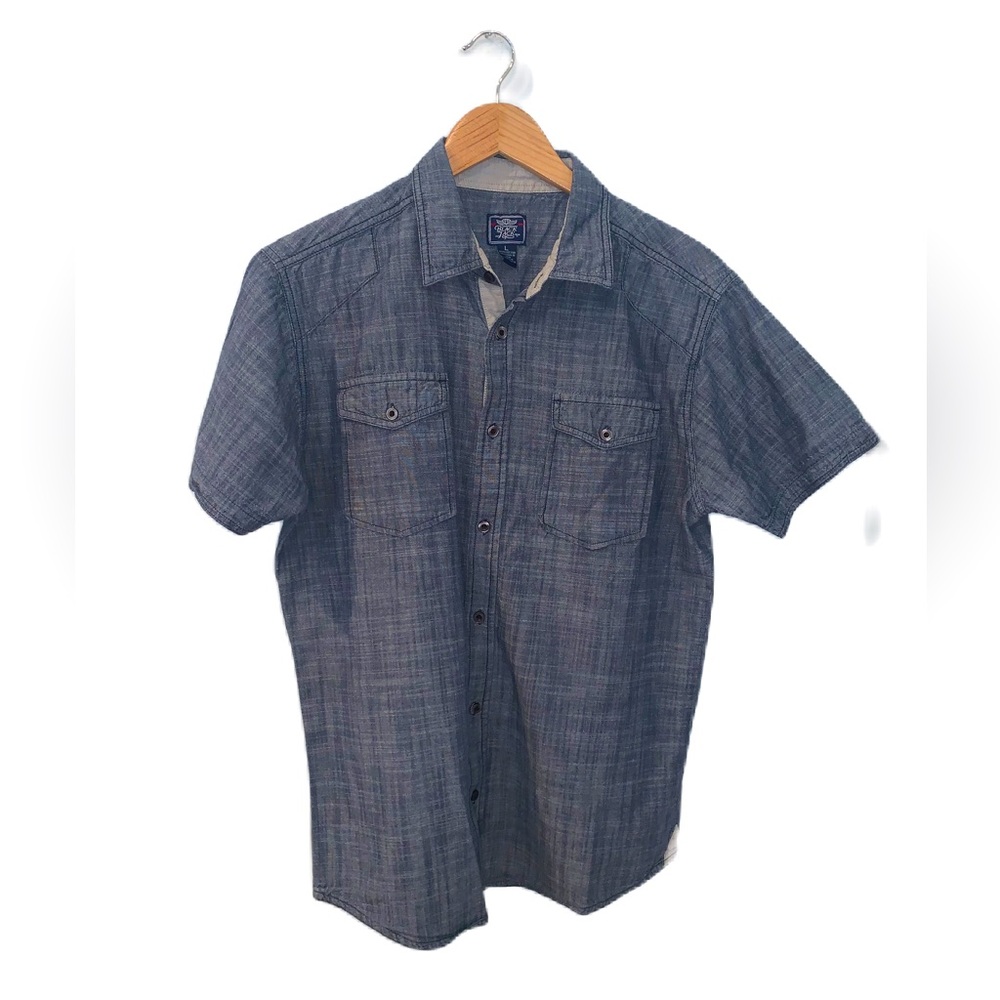 Black Jack Short Sleeve Blue Button Down Size Large